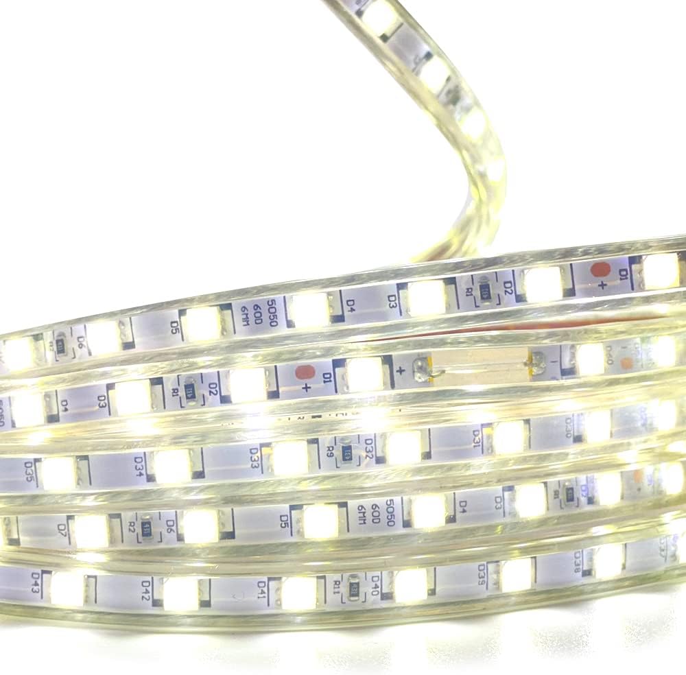 081 Store - STRISCIA LED 220V BIANCO FREDDO 6500k 20 METRI INTERNO ED ESTERNO IMPERMEABILE FLESSIBILE SMD 5050 + 5 ALIMENTATORI SPINE 220V