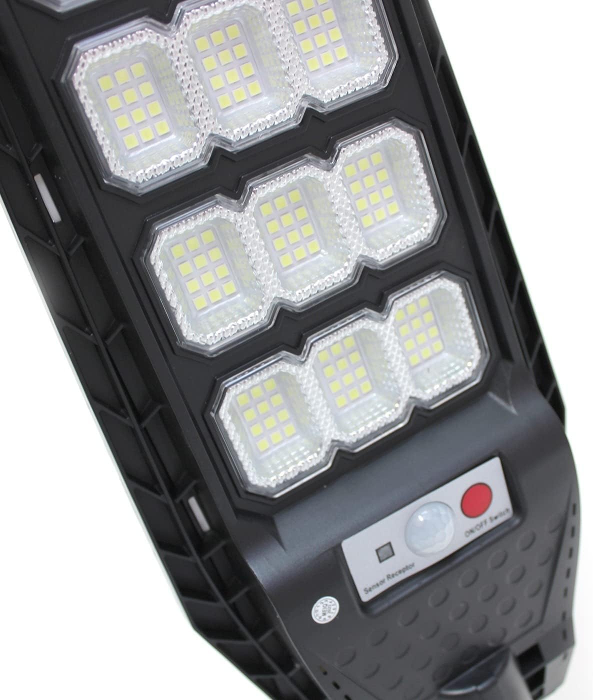 081 Store - lampione solare esterno 200W, con palo e telecomando, sensore di movimento e crepuscolare con 144 LED luce bianco freddo