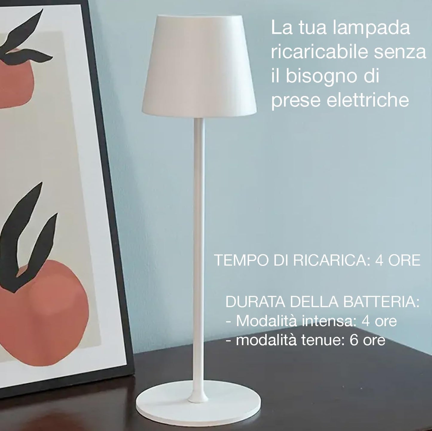 081 Store - LAMPADA DA TAVOLO SENZA FILI RICARICABILE BIANCHE, LAMPADA DA TAVOLO LED DIMMERABILE E CON 3 TONALITà DI LUCE, DIMMERABILE 3000-65000K ED IMPERMEABILE IP54