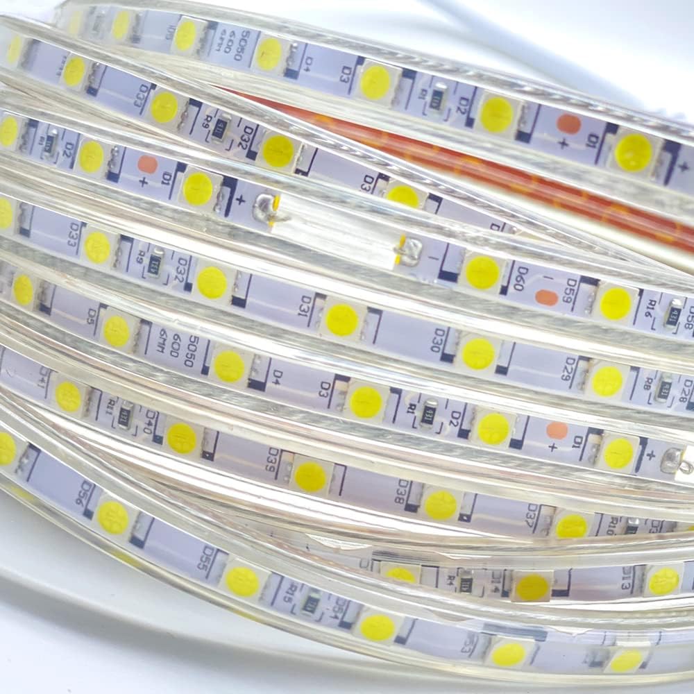 081 Store - STRISCIA LED 220V BIANCO FREDDO 6500k 20 METRI INTERNO ED ESTERNO IMPERMEABILE FLESSIBILE SMD 5050 + 5 ALIMENTATORI SPINE 220V