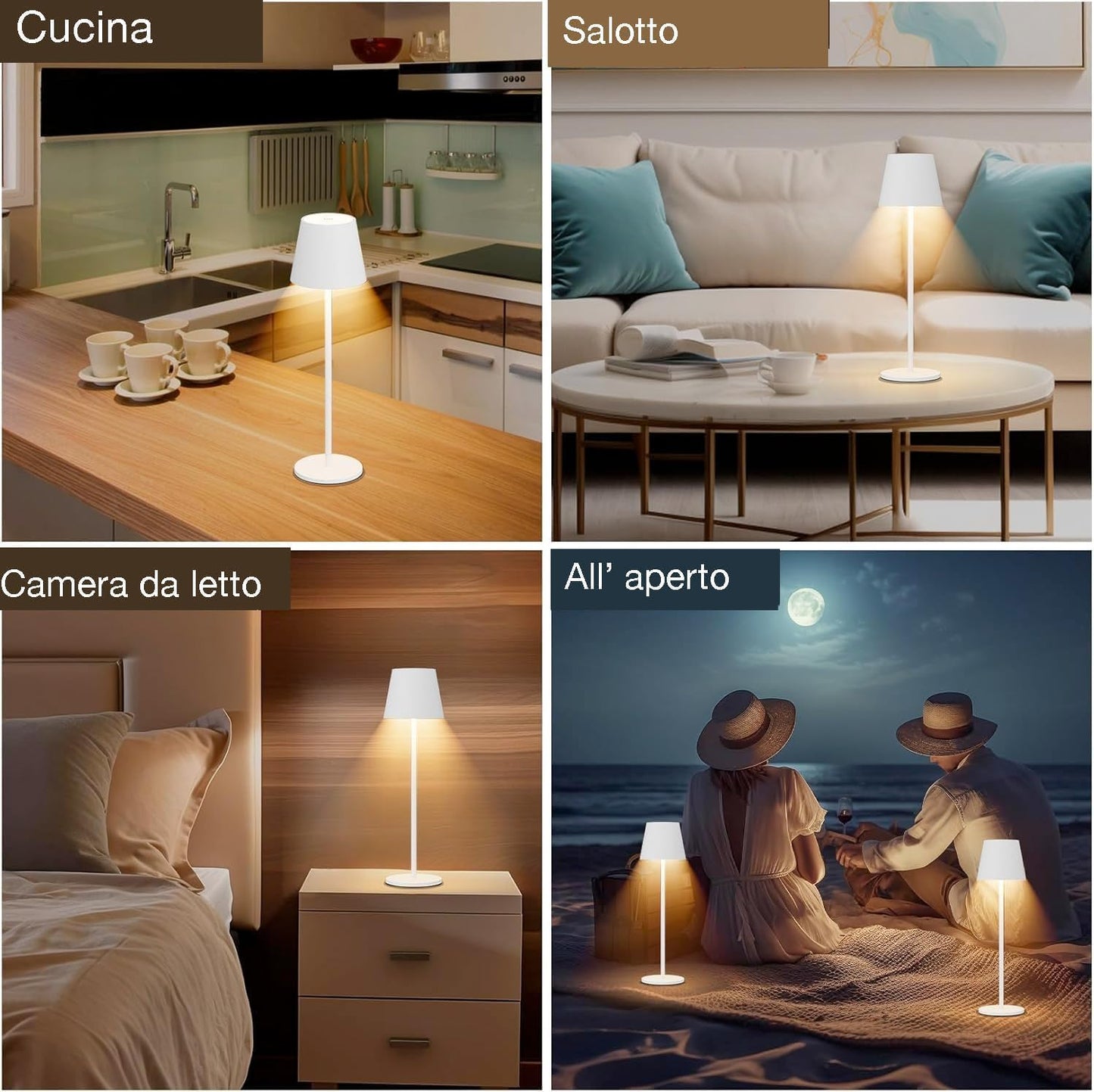 081 Store - LAMPADA DA TAVOLO SENZA FILI RICARICABILE BIANCHE, LAMPADA DA TAVOLO LED DIMMERABILE E CON 3 TONALITà DI LUCE, DIMMERABILE 3000-65000K ED IMPERMEABILE IP54