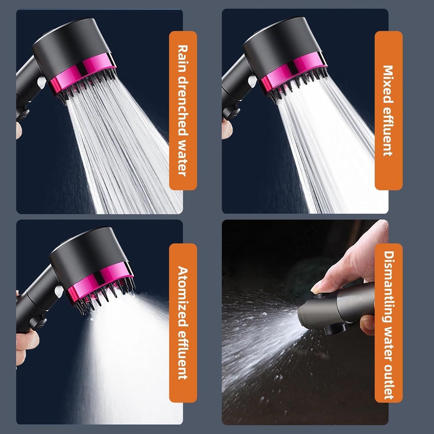 081 Store - Soffione doccia alta pressione,Soffione doccia con filtro, doccetta massaggiante con 3 modalitĂ di getto, Soffione con funzione di arresto