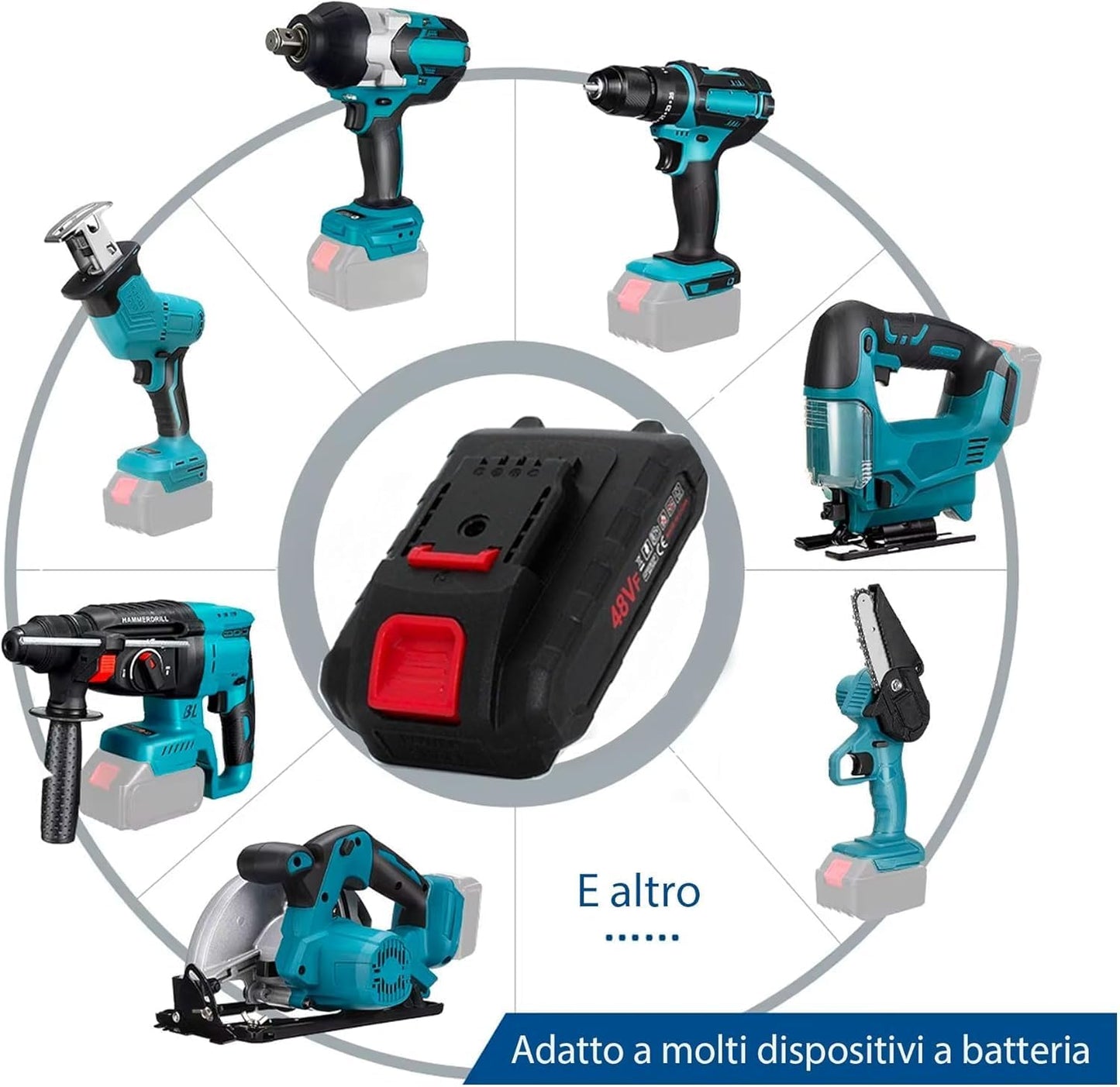 Batteria 48V con Caricabatteria per Forbici Elettriche e Attrezzi da Giardino – Li-Ion 2.0Ah Alta Autonomia Compatibile Motosega Potatore