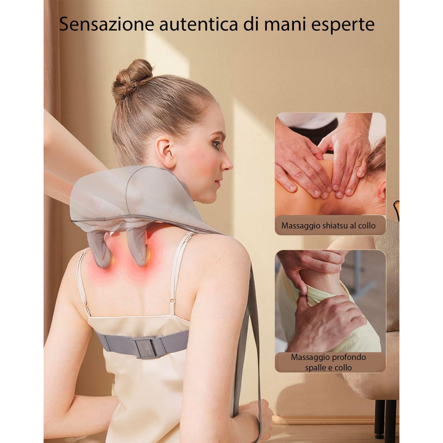 081 Store - Massaggiatore cervicale collo spalle e schiena, massaggiatore cervicale elettrico con riscaldamneto 5D, cuscino cervicale massaggiante