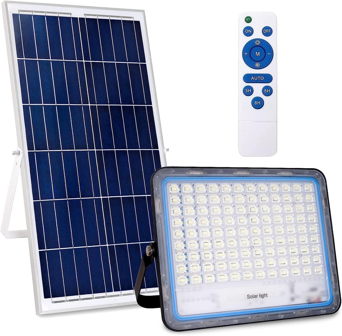 081 Store - 3 PEZZI faro led esterno con pannello solare 400w luce bianca 6000k Bianco IP67 impermeabile pannello led solare fotovoltaico con telecomando
