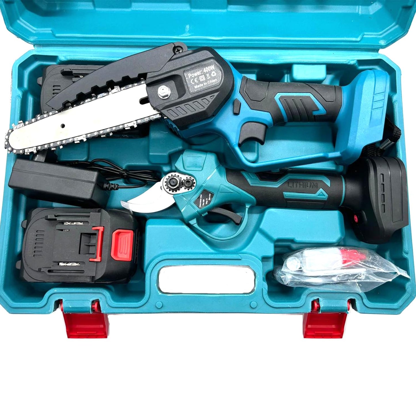 081 Store - Set da potatura a batteria, forbici potatura a batteria 48v e motosega a batteria 48V da 6 pollici, il kit comprende 2 batterie da 48V e valigetta ASSISTENZA IMMEDIATA