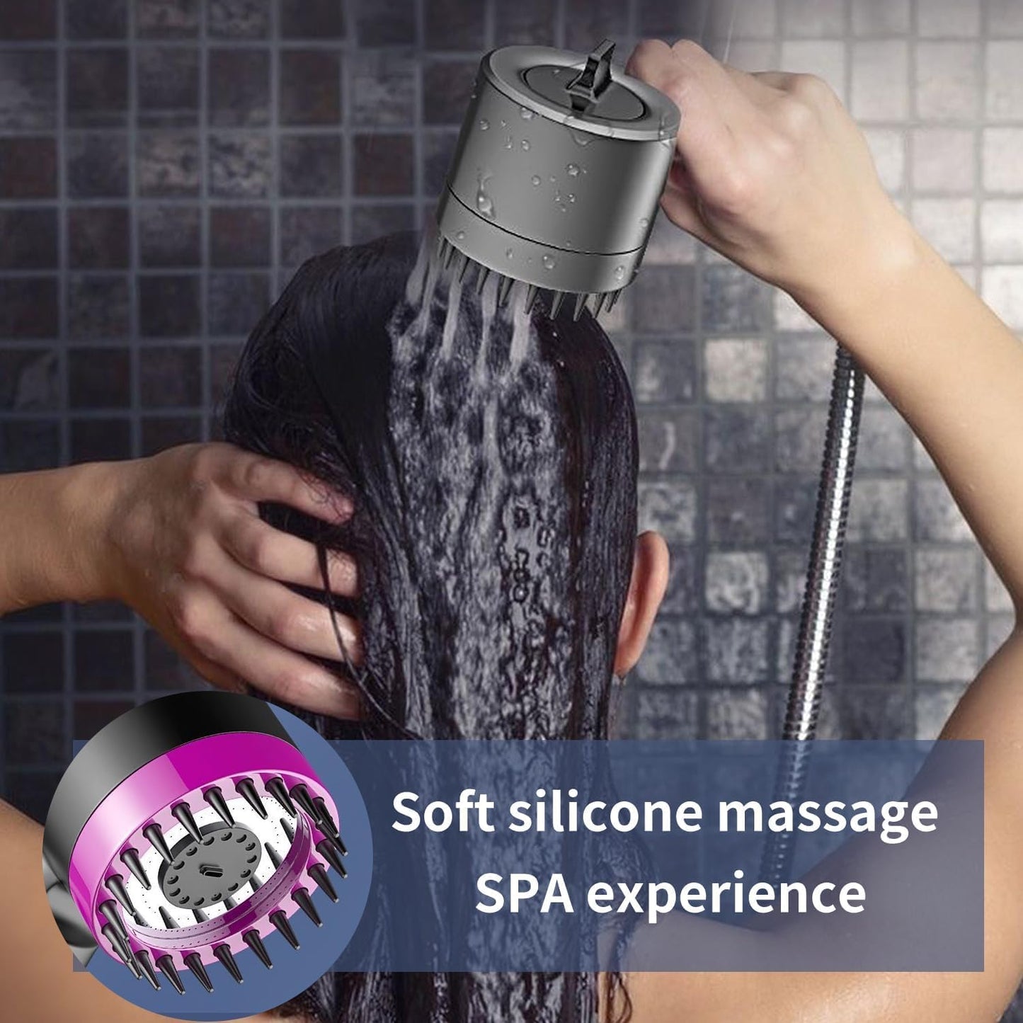 081 Store - Soffione doccia alta pressione,Soffione doccia con filtro, doccetta massaggiante con 3 modalitĂ di getto, Soffione con funzione di arresto
