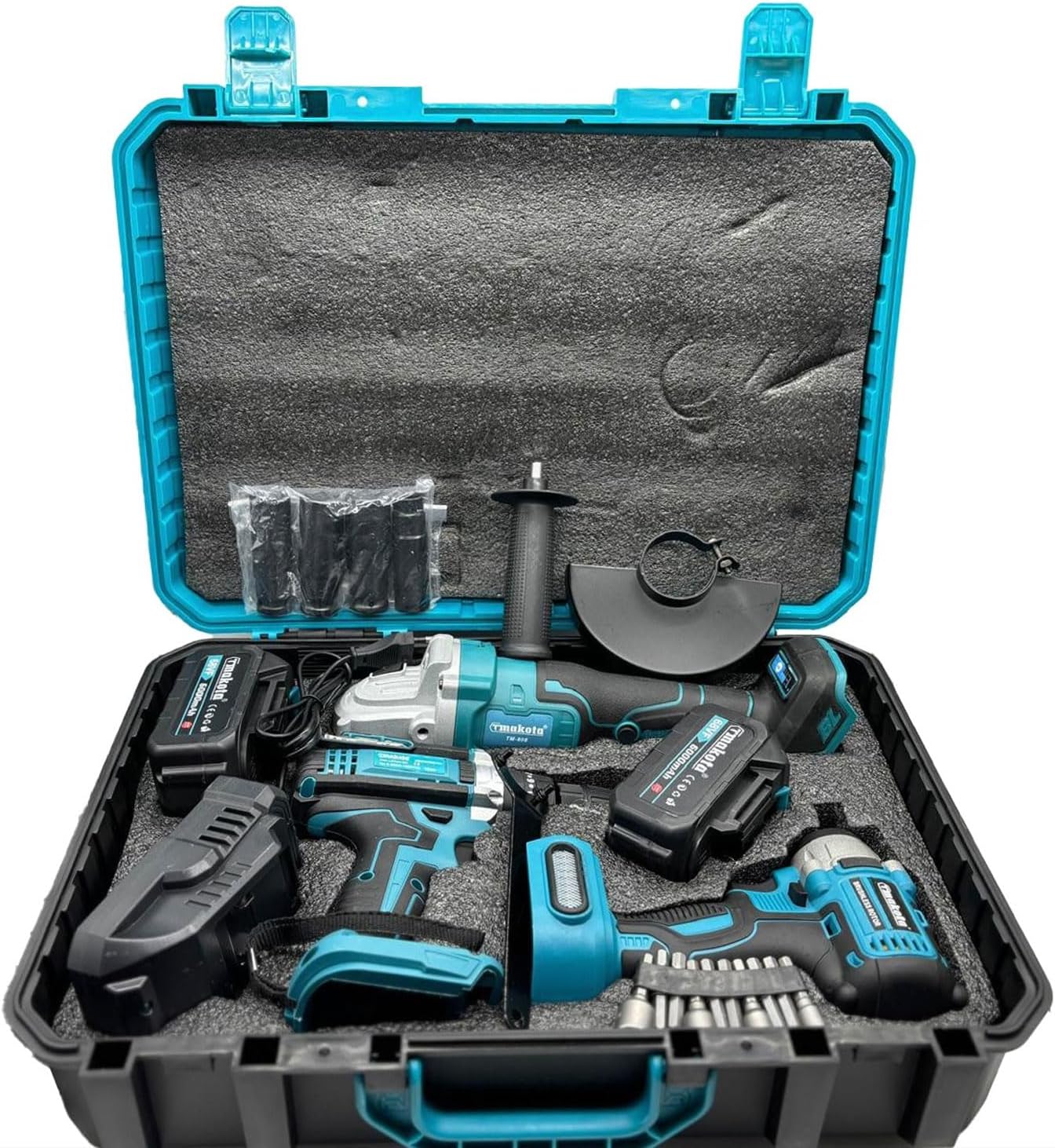 081 Store - Set Completo Professionale 3 in 1 Fai da Te con Trapano Avvitatore a Batteria, Smerigliatrice Angolare Senza Fili e Trapano a Impulsi per Bulloni 68V – Strumenti Potenti e Versatili per Og