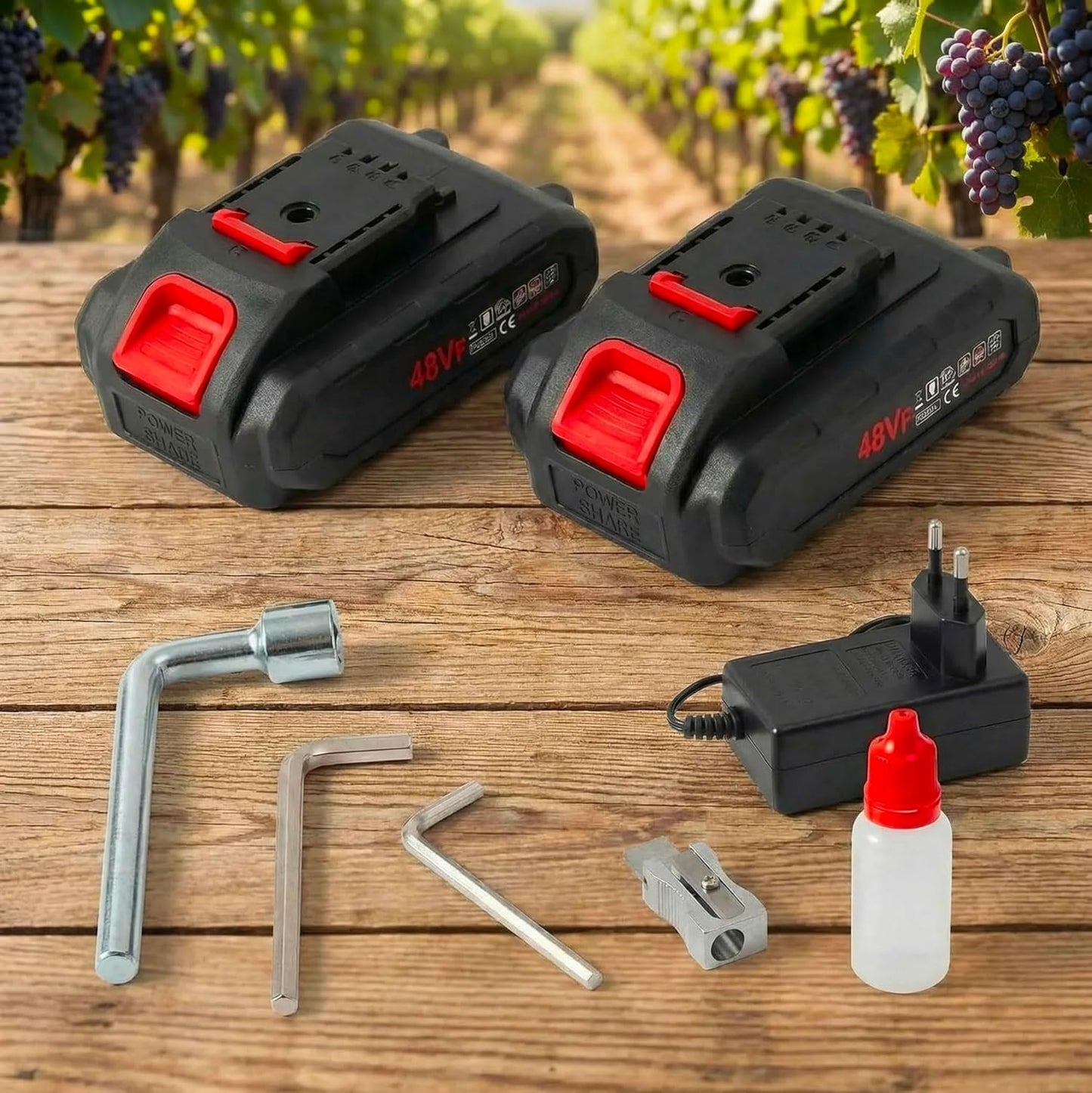 Forbici da Potatura Elettriche 48V con 2 Batterie e Valigetta – Cesoie Professionali a Batteria per Rami fino a 30mm