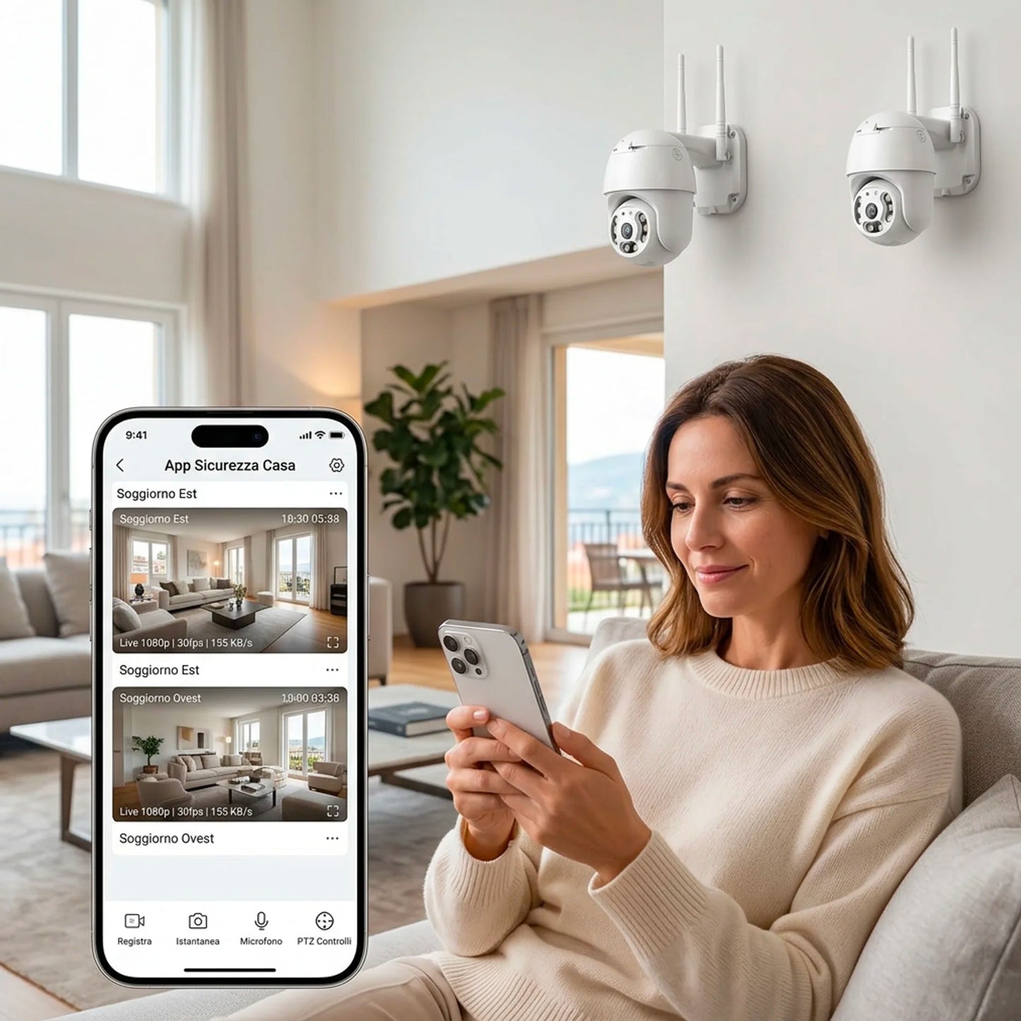 Kit 3 Telecamere WiFi IP66 1080P Full HD con Audio Bidirezionale, Visione Notturna 30m, App ICSee, ONVIF, Controllo da Smartphone