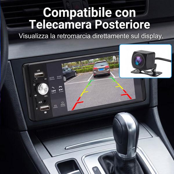 Autoradio Touch 5,5" Bluetooth con Display HD | Radio FM, Vivavoce, USB, AUX, TF, Telecomando, Supporto Telecamera Posteriore, Autoradio Universale Auto