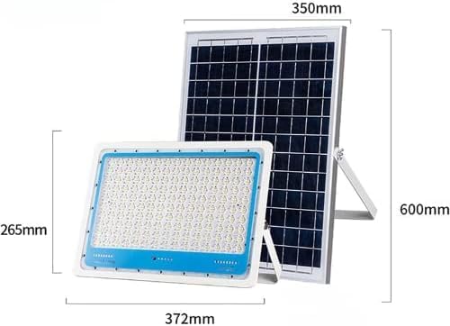 Faro LED Solare 1000W con Pannello Fotovoltaico 6000K IP66 – Proiettore da Esterno con Telecomando, Luce Bianca Fredda ad Alta Potenza