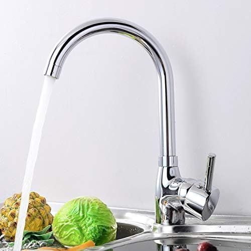 081 Store - Rubinetto da cucina girevole a 360°, miscelatore per lavabo canna alta, rubinetto singolo caldo e freddo, con beccuccio alto per cucina, bagno