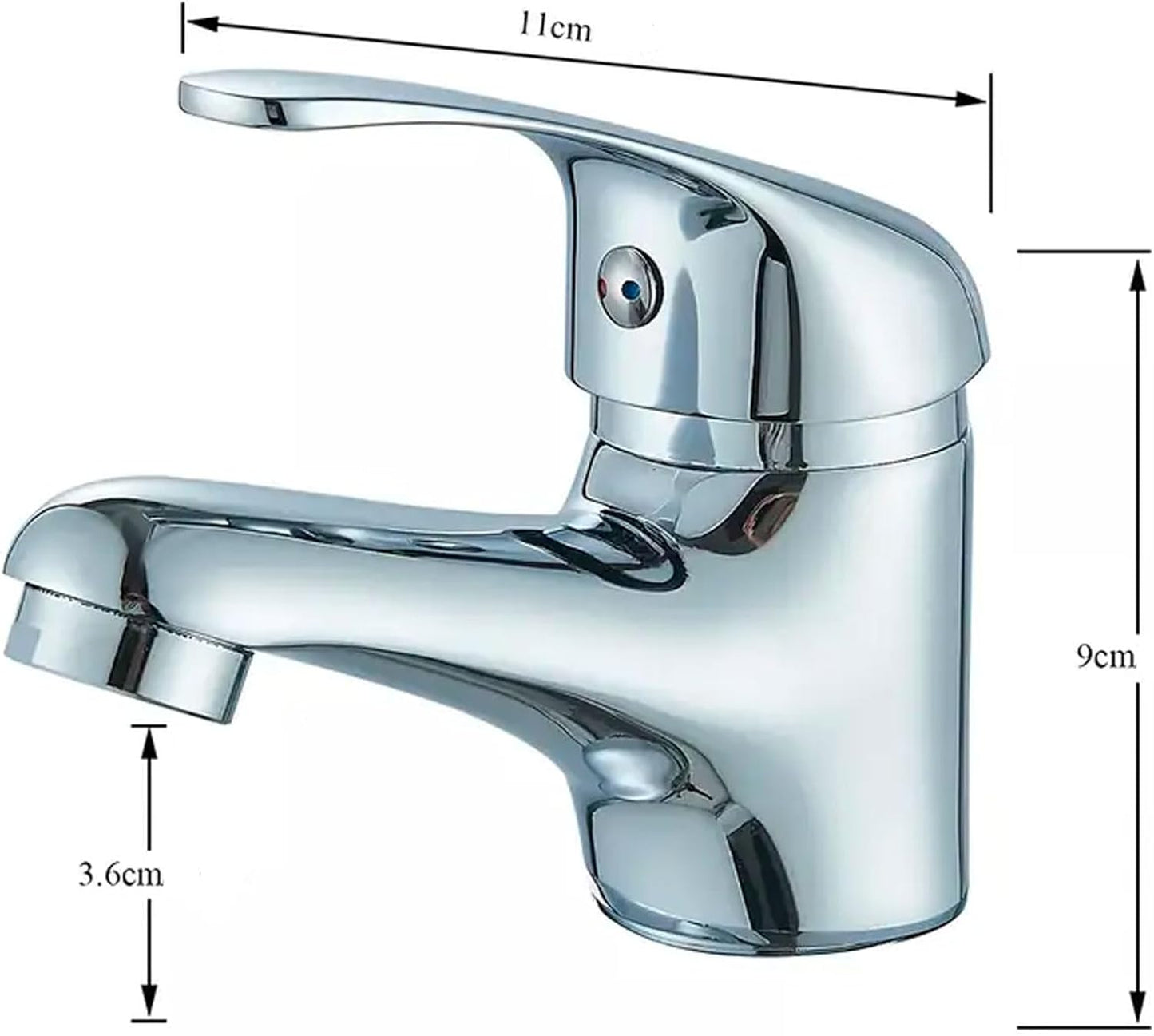 Miscelatore Monocomando Lavabo Bagno in Ottone Cromato con Flessibili Acqua Calda/Fredda, Installazione Facile