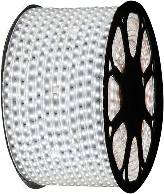 081 Store - STRISCIA LED 220V BIANCO FREDDO 6500k 20 METRI INTERNO ED ESTERNO IMPERMEABILE FLESSIBILE SMD 5050 + 5 ALIMENTATORI SPINE 220V
