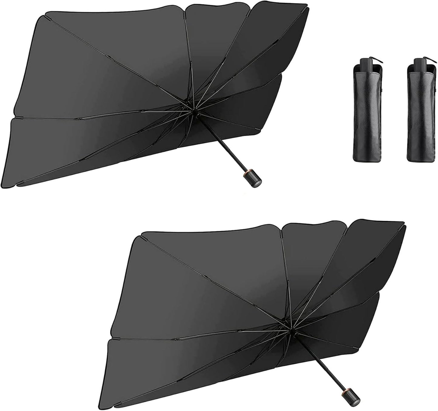 Set 2 Ombrelli Parasole Auto 130x75 cm con Apertura Rapida, Protezione UV per Parabrezza Interno