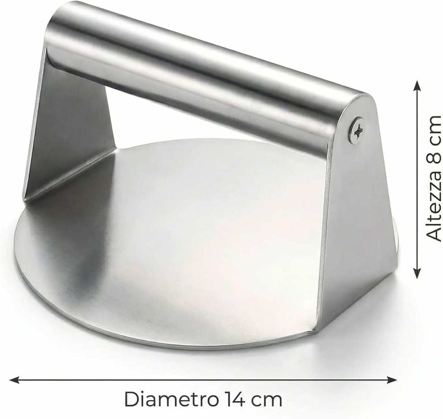 081 Store Pressa per hamburger in acciaio inox da 14 cm + spruzzatore per olio in acciaio inox da 100 ml + spazzola da cucina in silicone