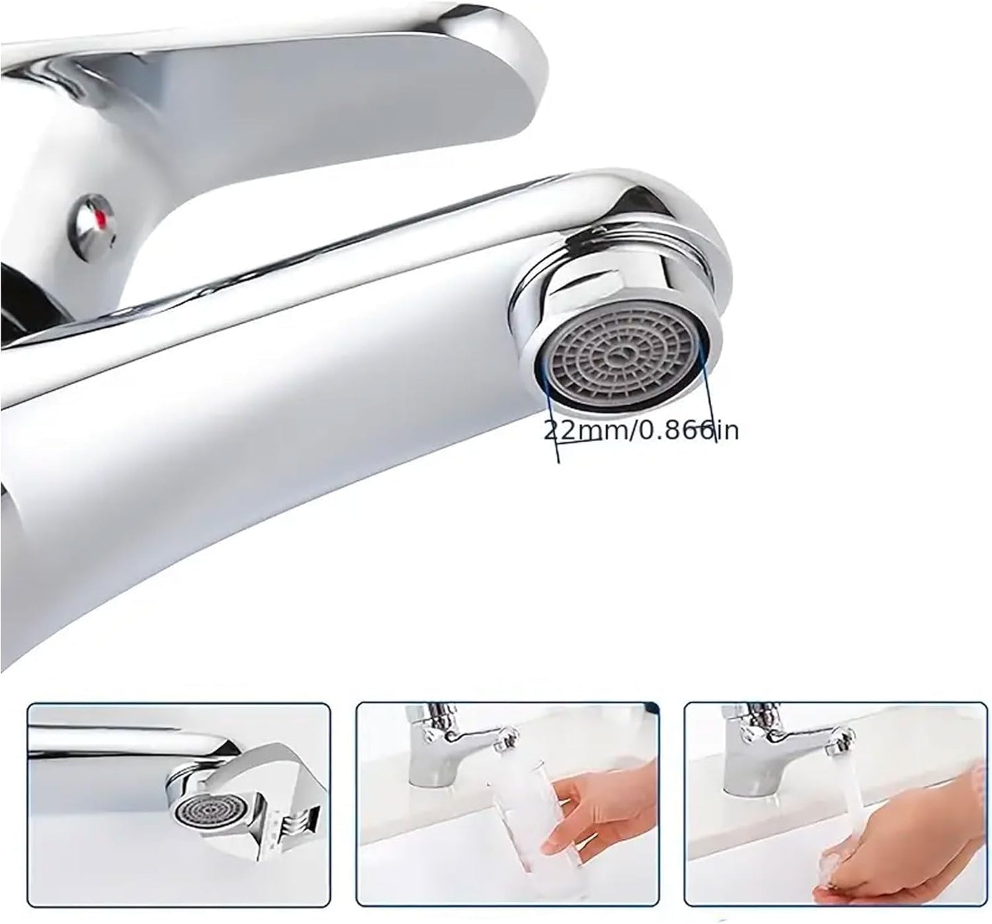 Miscelatore Monocomando Lavabo Bagno in Ottone Cromato con Flessibili Acqua Calda/Fredda, Installazione Facile