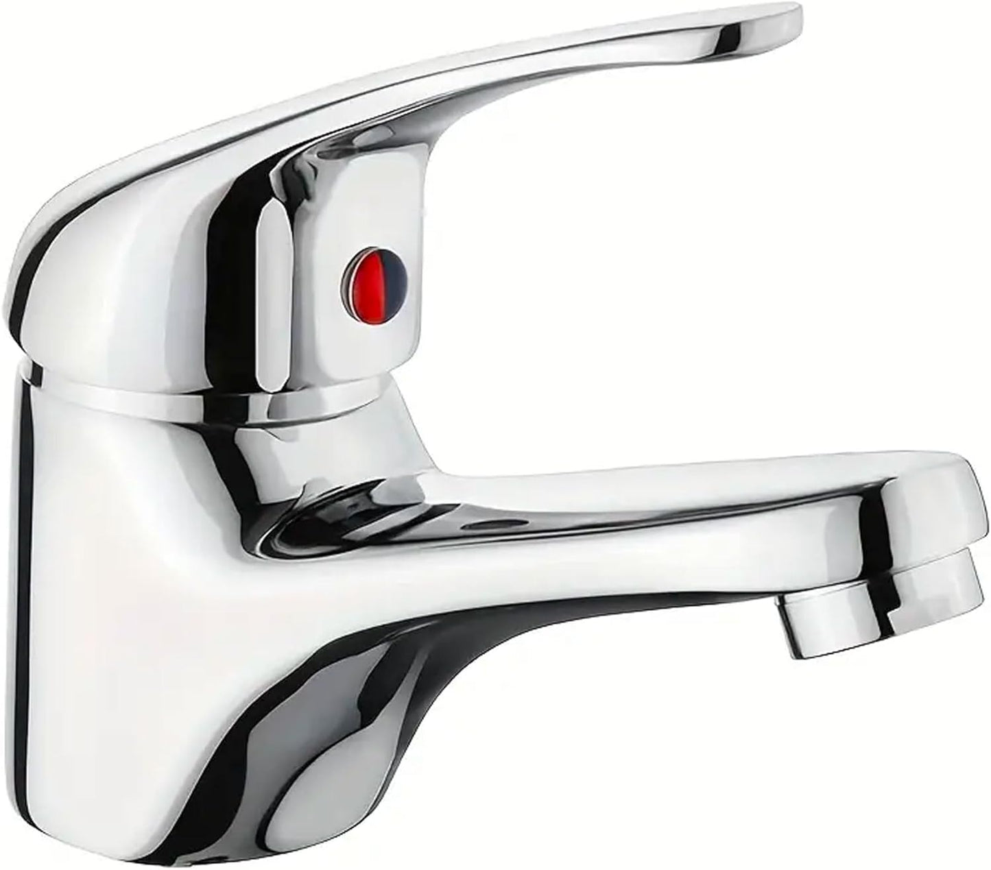 Miscelatore Monocomando Lavabo Bagno in Ottone Cromato con Flessibili Acqua Calda/Fredda, Installazione Facile