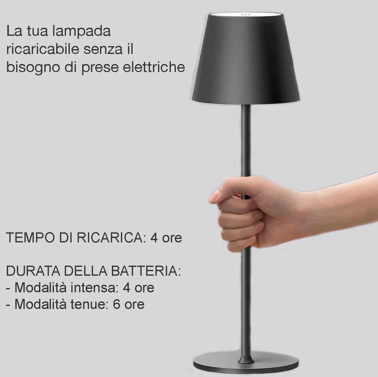 081 Store - 2 PEZZI LAMPADA DA TAVOLO SENZA FILI RICARICABILE, LAMPADA DA TAVOLO LED DIMMERABILE E CON 3 TONALITà DI LUCE, DIMMERABILE 3000-65000K ED IMPERMEABILE IP54