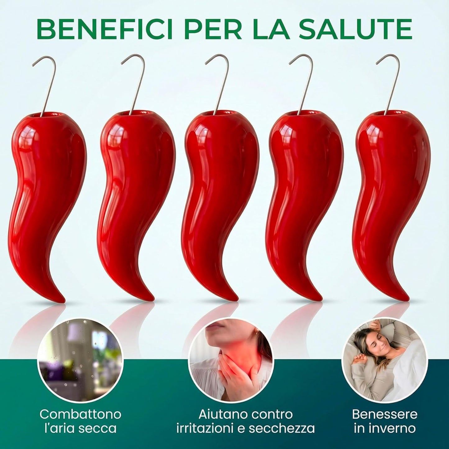 5 Umidificatori in Ceramica per Radiatore – Corno Rosso