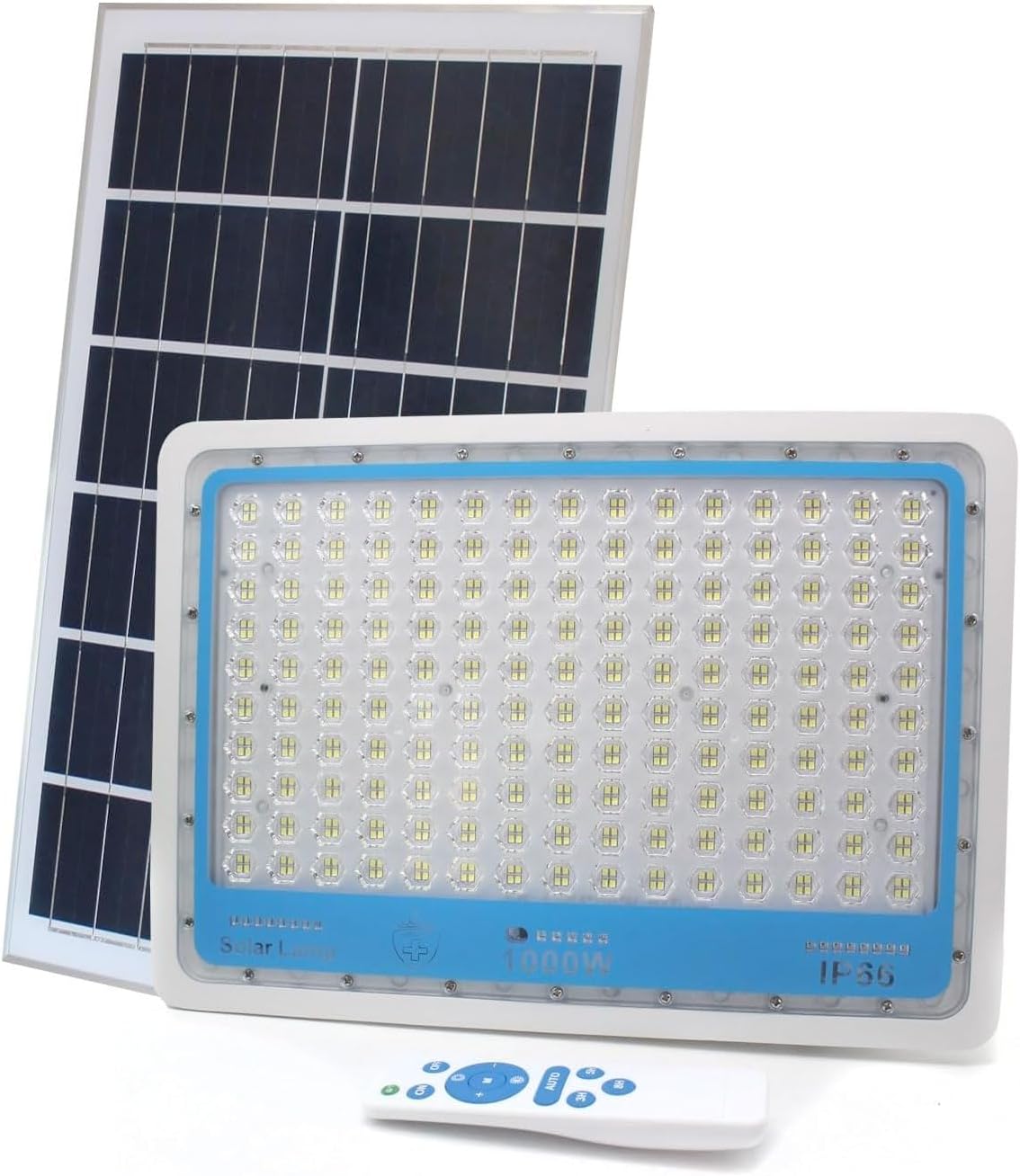 Faro LED Solare 1000W con Pannello Fotovoltaico 6000K IP66 – Proiettore da Esterno con Telecomando, Luce Bianca Fredda ad Alta Potenza