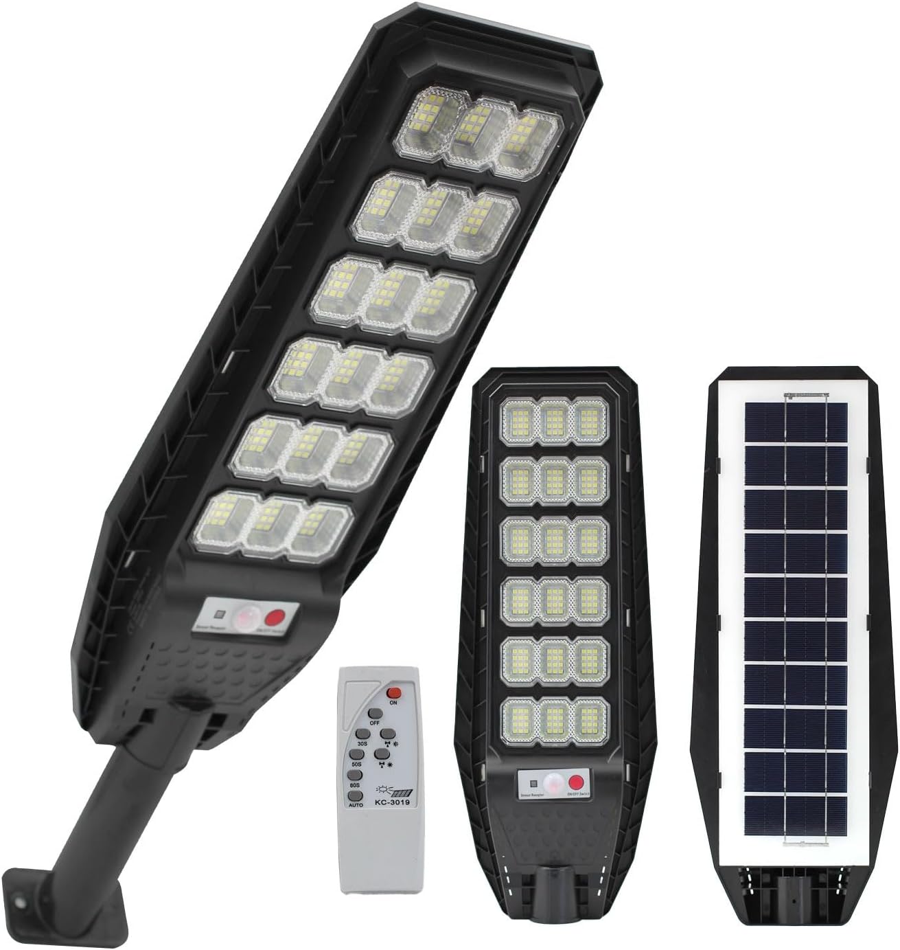 081 Store - Lampione lampione solare led esterno con staffa 400W Lampione da giardino 216 LED 400W con telecomando e sensore di movimento