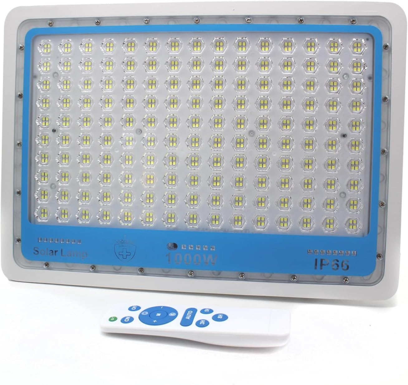 Faro LED Solare 1000W con Pannello Fotovoltaico 6000K IP66 – Proiettore da Esterno con Telecomando, Luce Bianca Fredda ad Alta Potenza