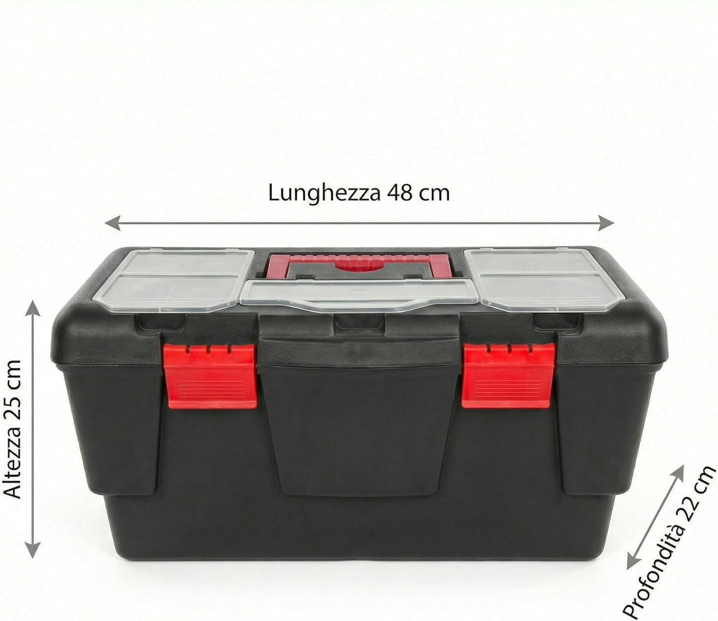 Valigetta Attrezzi Professionale 48 cm con Organizer Minuteria, Vassoio Rimovibile e Chiusure di Sicurezza