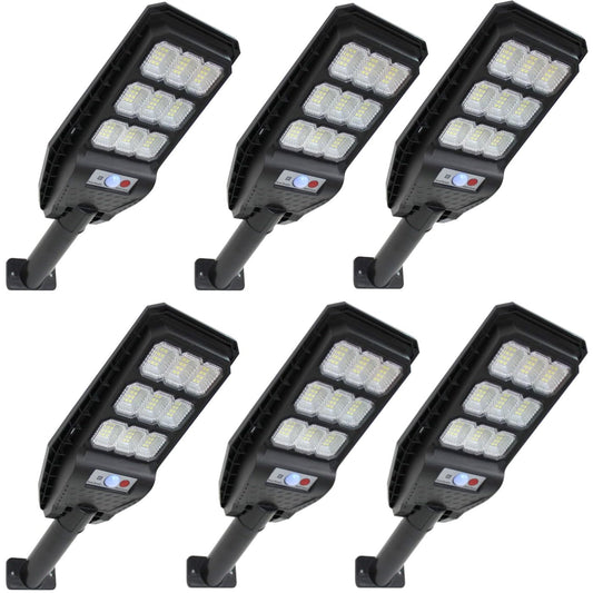 081 Store - 6 PEZZI lampione solare led esterno 100W, Lampione led solare da esterno con palo e telecomando, Lampione solare con sensore di movimento e crepuscolare con 108 LED