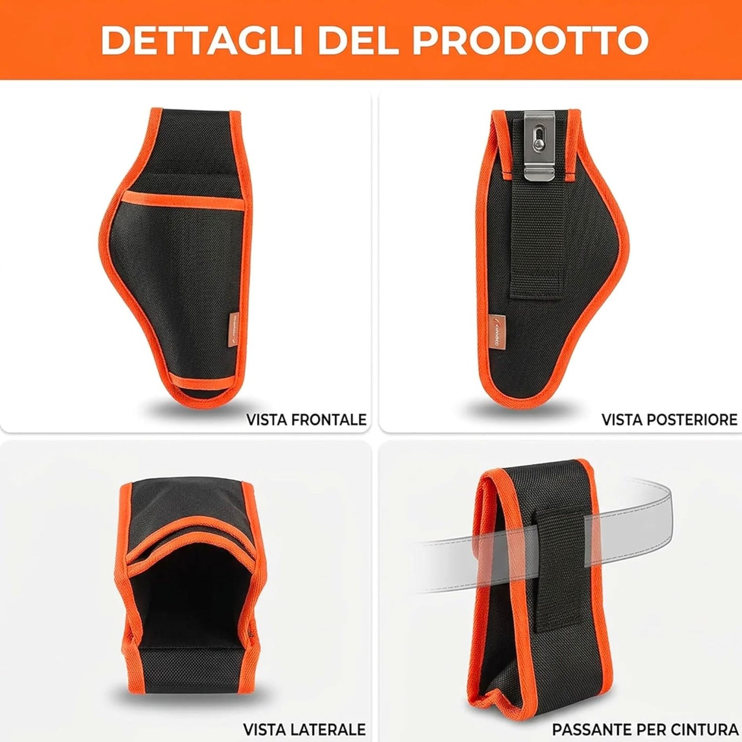 Cintura Porta Forbici da Potatura con Fodero e Porta Batteria – Custodia in Nylon Resistente con Cintura Regolabile e 2 Tasche per Attrezzi da Giardino
