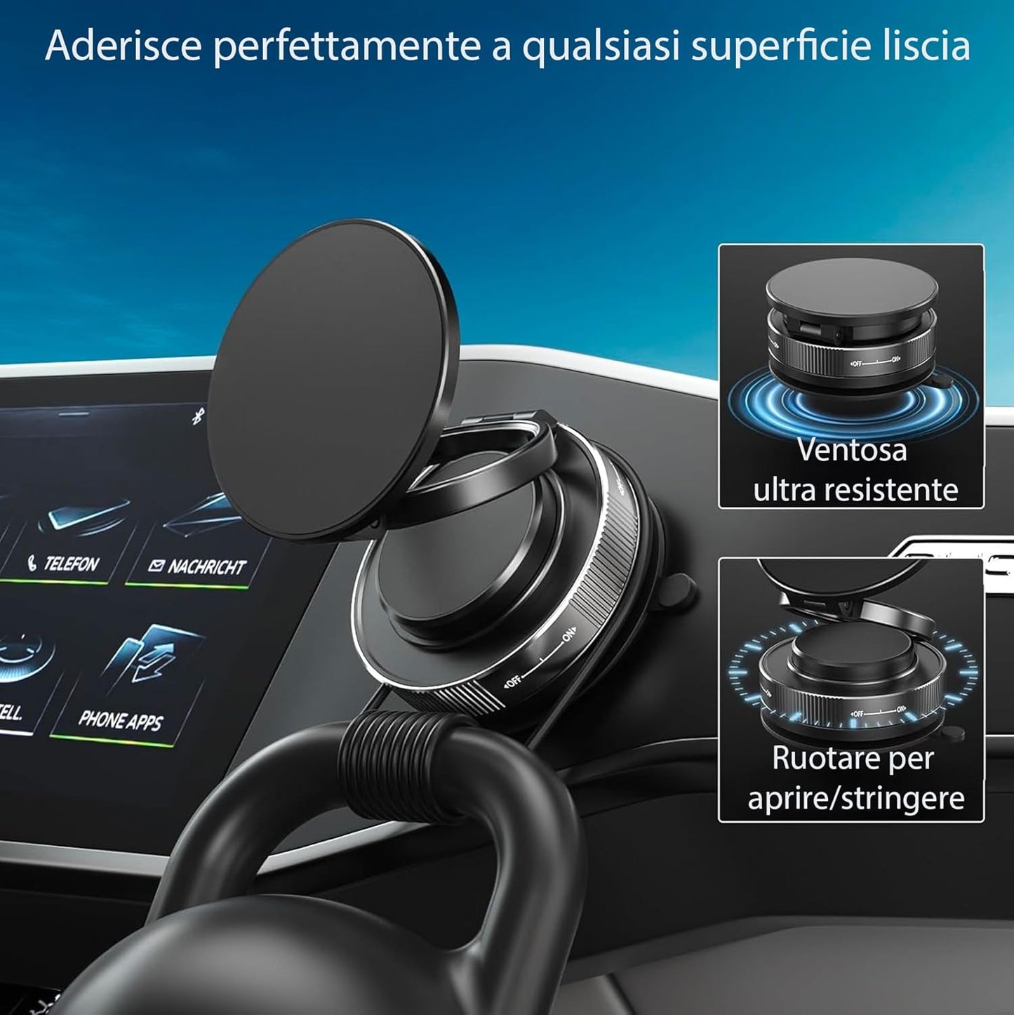 Set 2 Supporti Magnetici Auto per Cellulare MagSafe, Rotazione 360°, Compatibili iPhone 17-12 Pro Max e Android