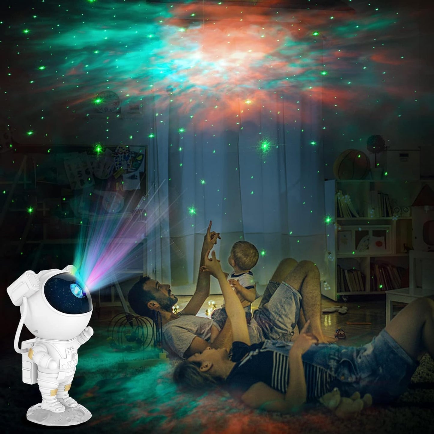Proiettore Stelle Soffitto Astronauta con 17 Effetti Luce, Timer e Telecomando, Lampada Notturna per Bambini