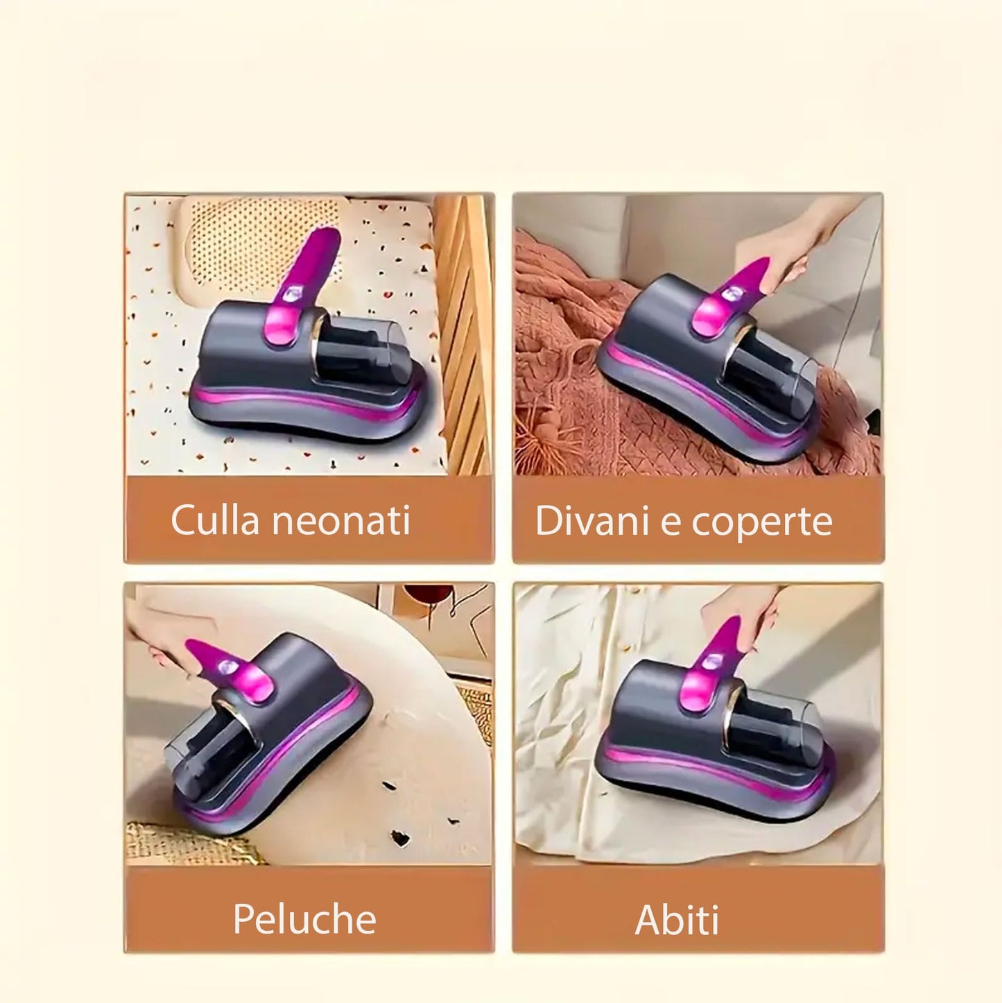 081 Store - Battimaterasso antiacaro, Aspiratore Portatile Puliscimaterasso, Aspirapolvere Senza Fili per Materassi, Mini Aspirapolvere UV Portatile, Ideale per Letti, Divani, Cuscini