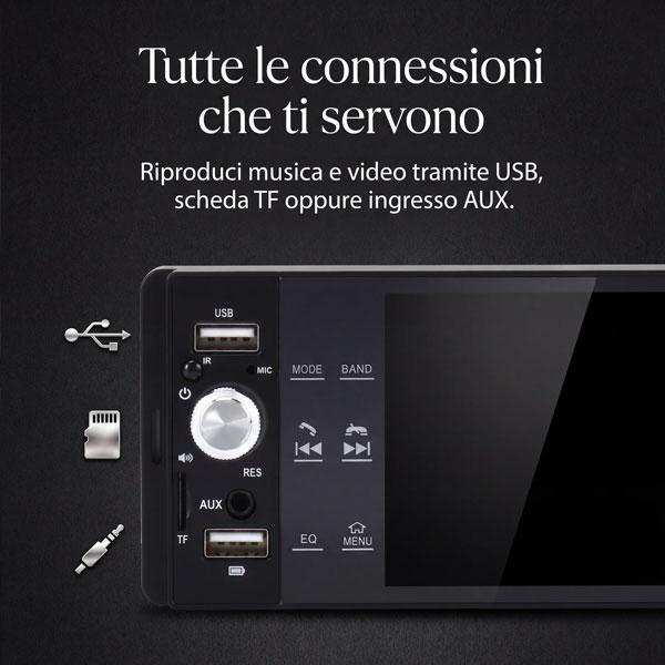 Autoradio Touch 5,5" Bluetooth con Display HD | Radio FM, Vivavoce, USB, AUX, TF, Telecomando, Supporto Telecamera Posteriore, Autoradio Universale Auto