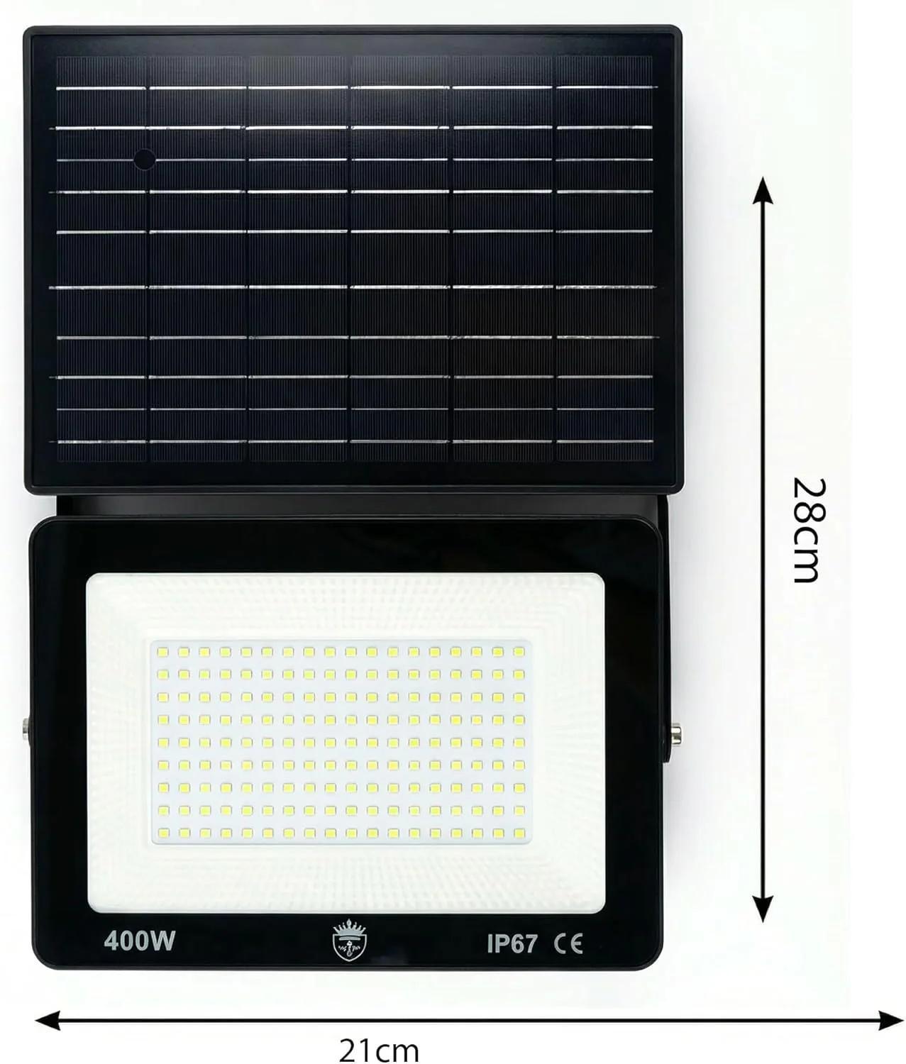 4 Pezzi Faro LED Esterno con Pannello Solare 400W 170 LED IP67 15000LM Crepuscolare Automatico – Faretto Solare Alta Potenza