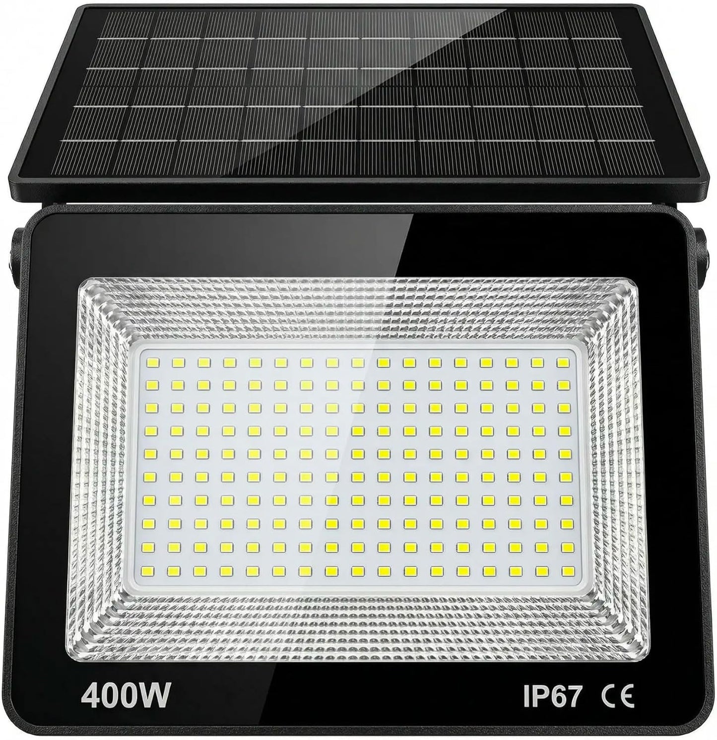 Faro LED Solare 400W IP67 15.000 Lumen – Faretto Esterno con Pannello Solare Integrato, 9 Ore Autonomia, Doppia Modalità Manuale