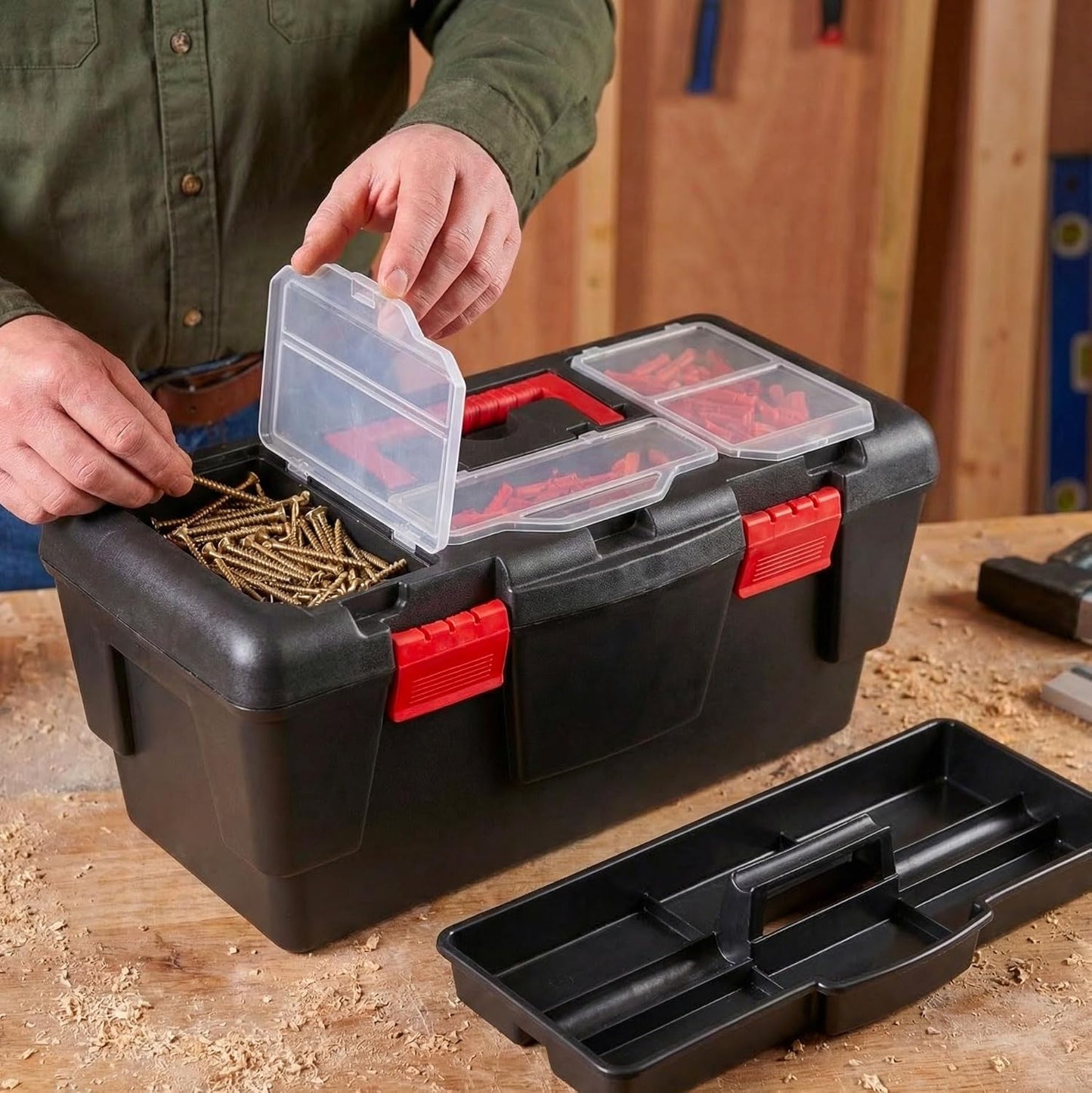 Valigetta Attrezzi Professionale 48 cm con Organizer Minuteria, Vassoio Rimovibile e Chiusure di Sicurezza