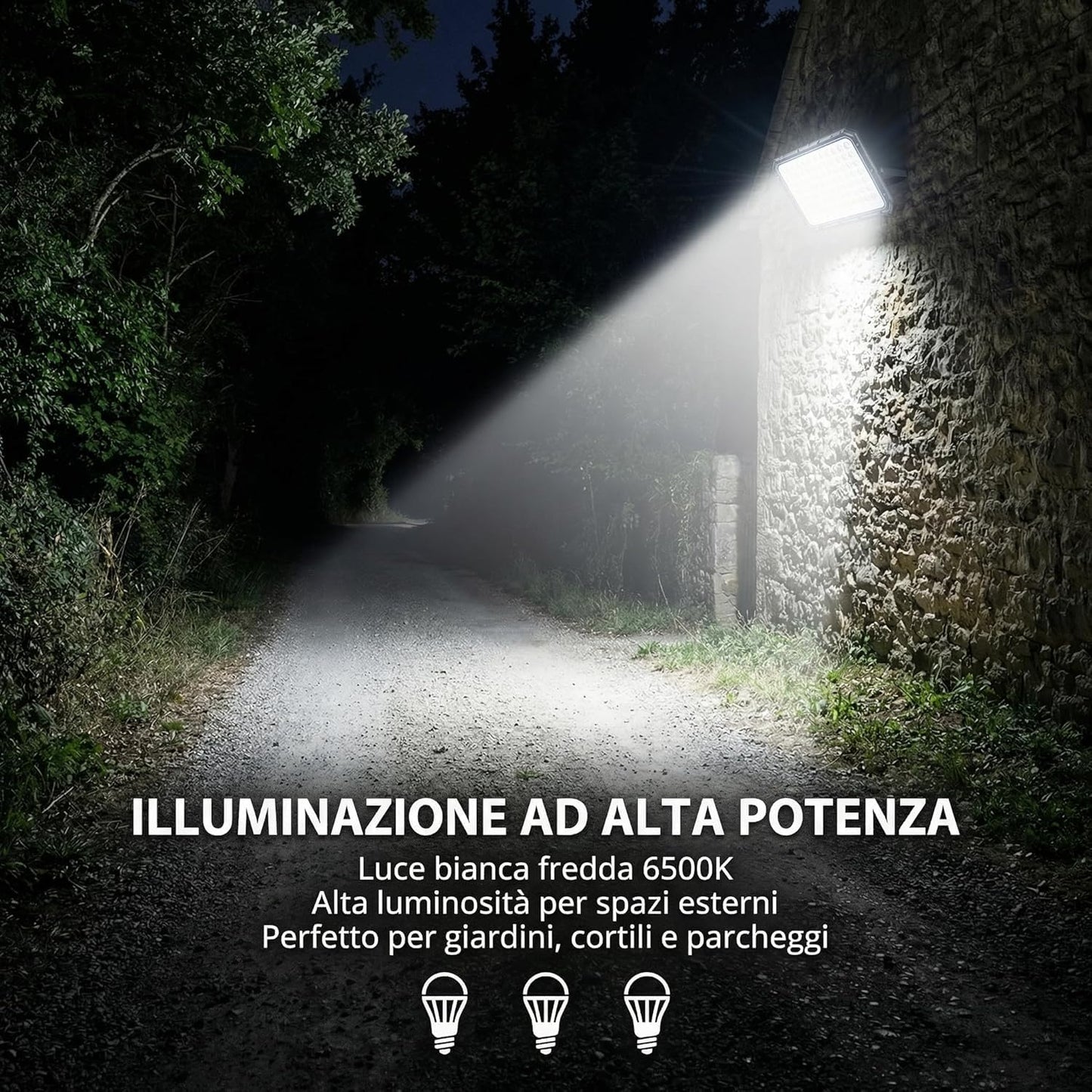 Faro LED da Esterno Solare 2000W con Pannello Solare, Sensore Crepuscolare, Telecomando, Luce Bianca Fredda, IP66 Impermeabile