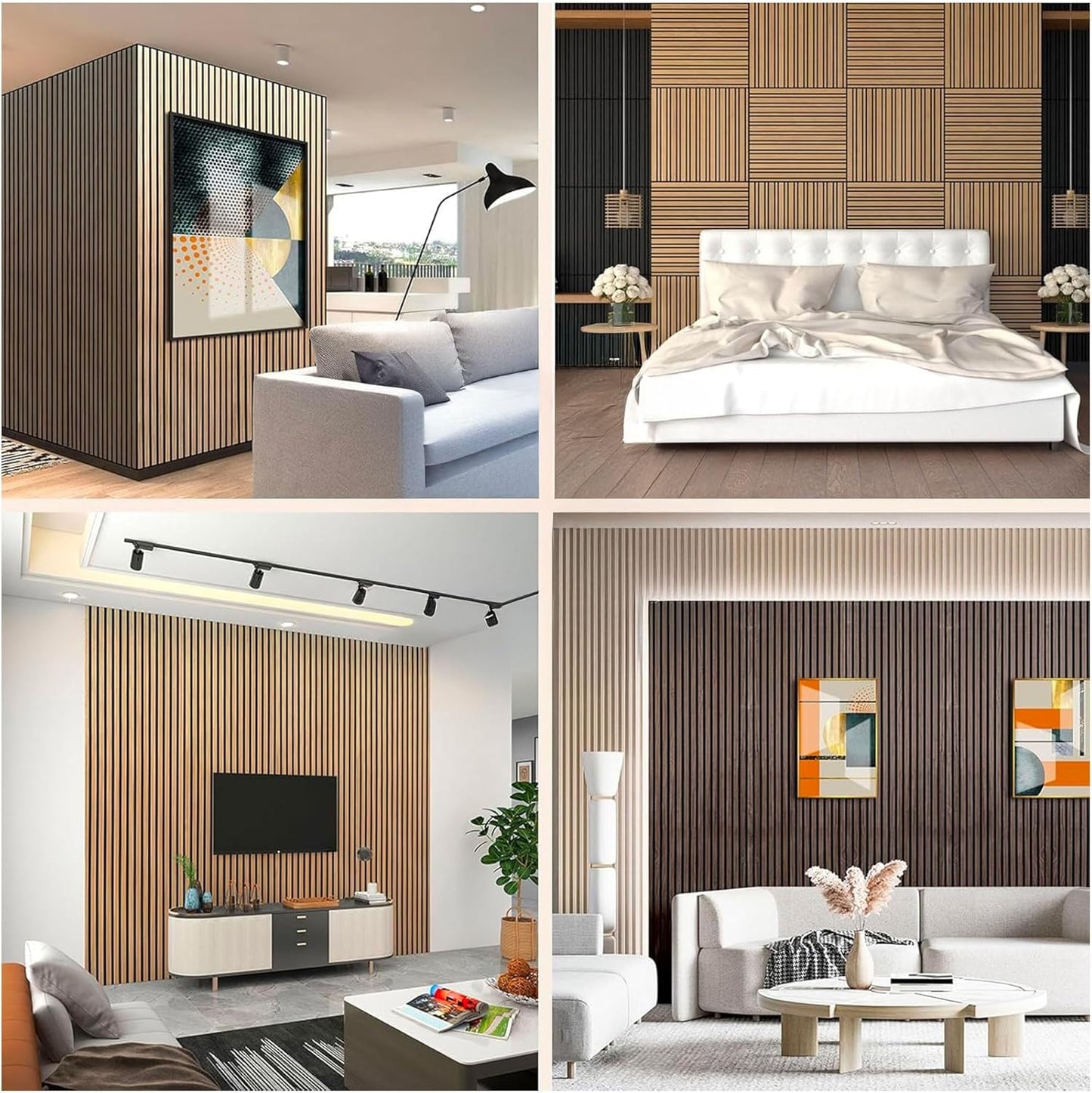 081 Store - Set di 4 Pannelli Acustici Effetto Legno, Pannelli Fonoassorbenti Decorativi per Pareti, Pannelli Fonoassorbenti Soffitto 40x40 cm, Pannelli Murali, Design Moderno - Rovere Chiaro