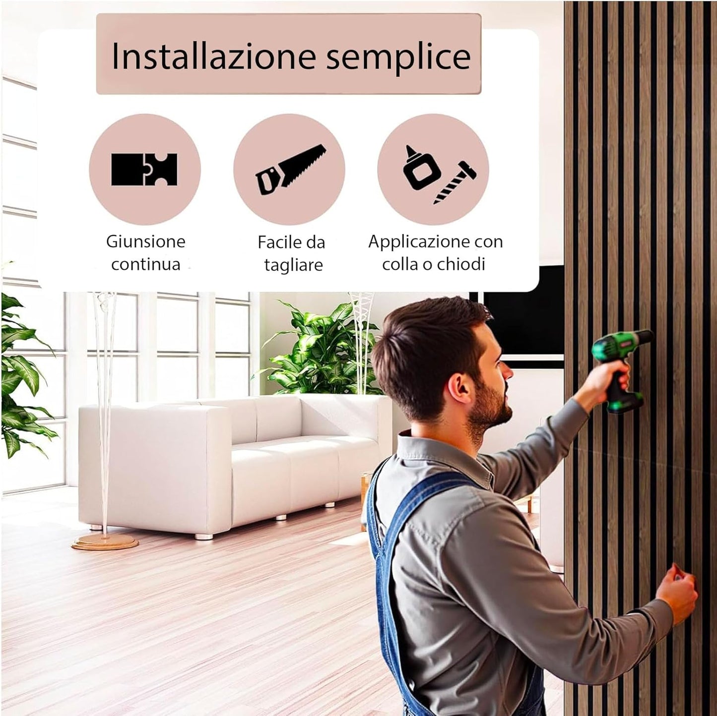 081 Store - Set di 4 Pannelli Acustici Effetto Legno, Pannelli Fonoassorbenti Decorativi per Pareti, Pannelli Fonoassorbenti Soffitto 40x40 cm, Pannelli Murali, Design Moderno - Rovere Chiaro