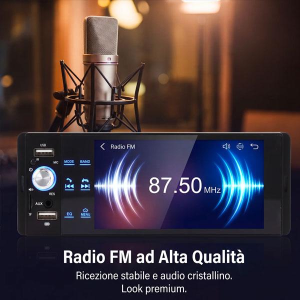 Autoradio Touch 5,5" Bluetooth con Display HD | Radio FM, Vivavoce, USB, AUX, TF, Telecomando, Supporto Telecamera Posteriore, Autoradio Universale Auto