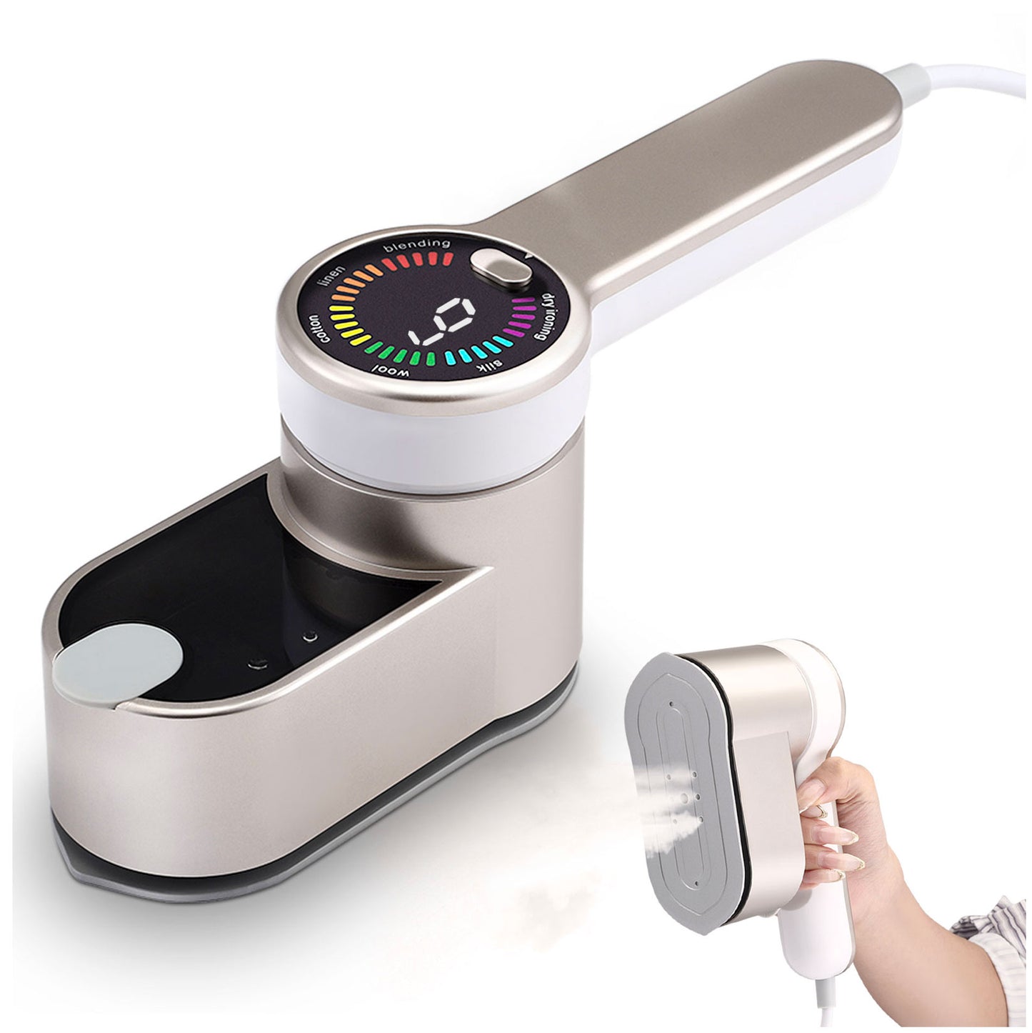 Ferro da Stiro Portatile 1200W con Vapore e Display LED, Stiratrice 2 in 1 Verticale/Orizzontale, 6 Modalità, 120 ml