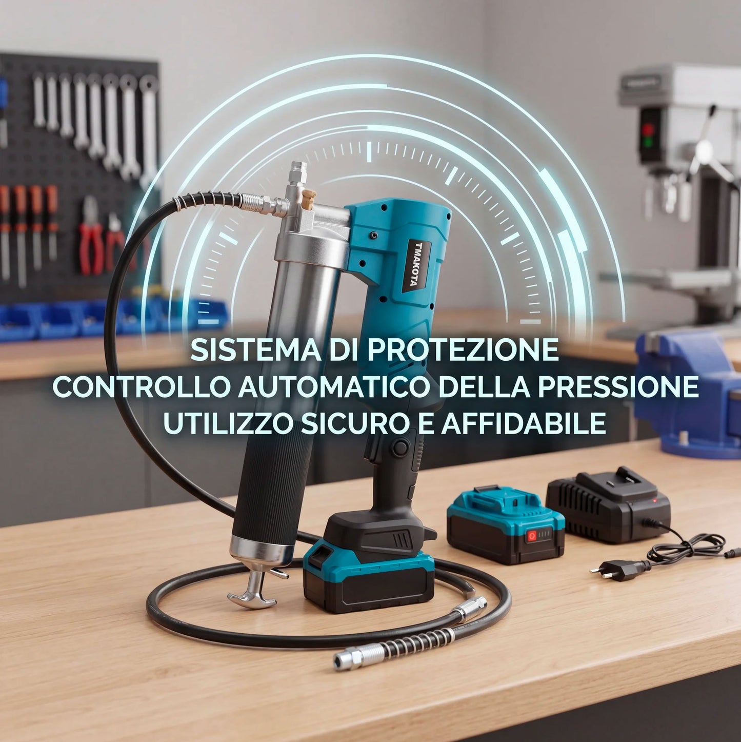 Ingrassatore Elettrico a Batteria Ricaricabile Senza Fili ad Alta Pressione 7000 PSI con 2 Batterie e Accessori