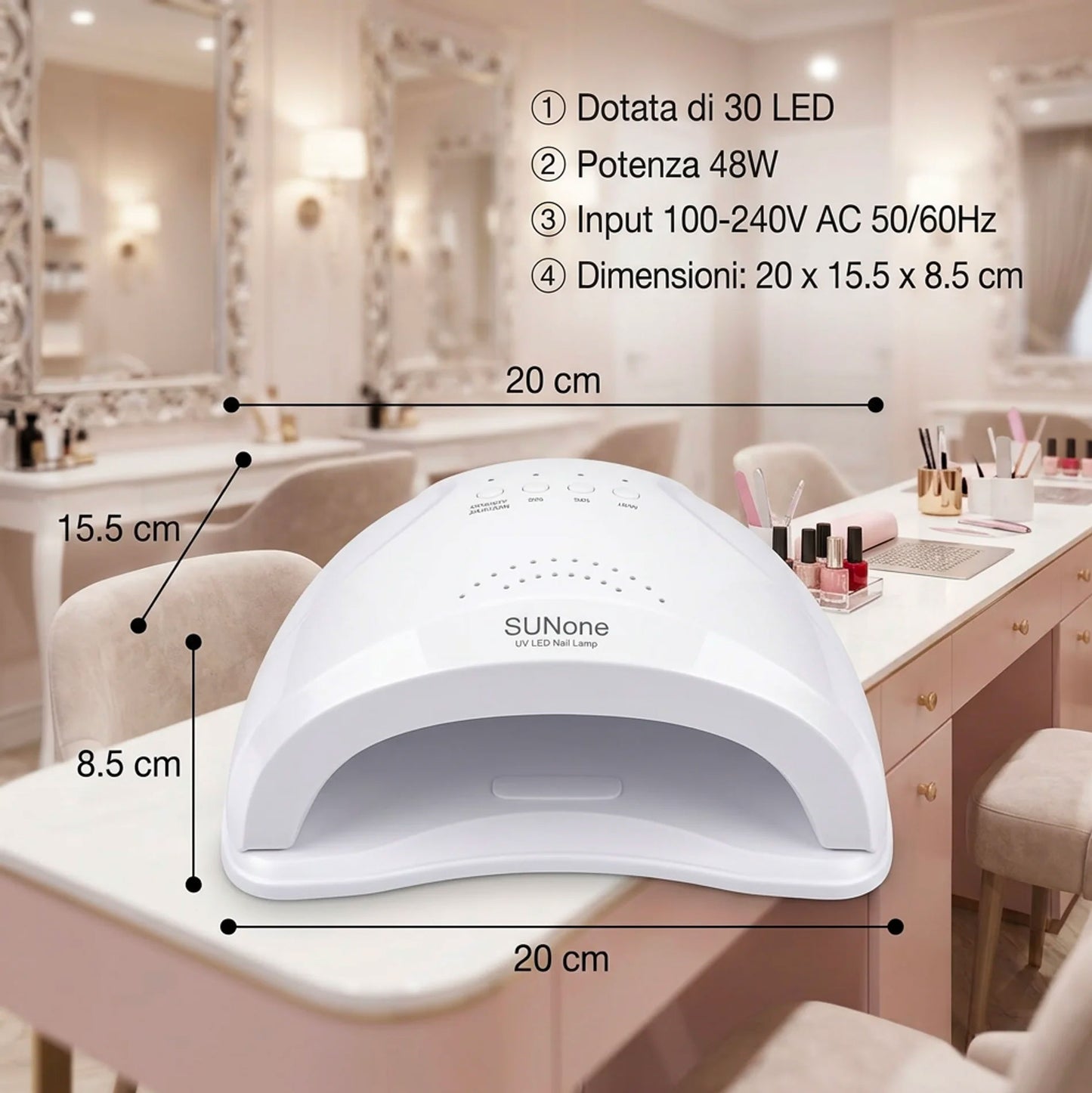 Kit Unghie Professionale Lampada UV LED 48W con 30 LED e Fresa Elettrica 20000 Giri Set Completo Manicure Semipermanente Gel Acrilico Uso Casa e Salone
