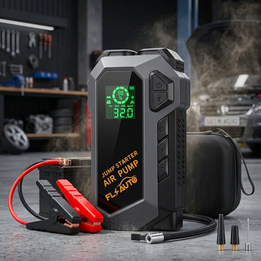 Avviatore di Emergenza Auto 4000A con Compressore 150 PSI e Power Bank 20000mAh, Booster Batteria Auto Portatile con Display LCD e Torcia LED, Jump Starter Auto Moto Diesel Benzina