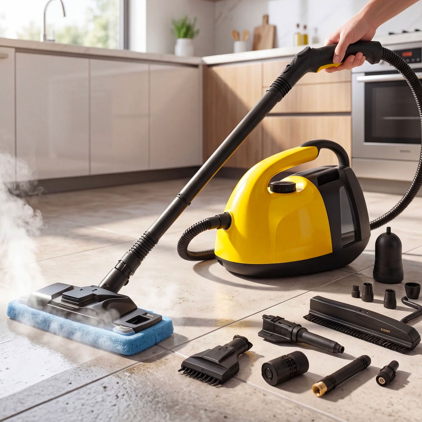 Pulitore a Vapore 1800W 16 Accessori Multifunzione per Casa – Pulizia Profonda Senza Prodotti Chimici per Divani, Materassi, Vetri, Bagno e Cucina