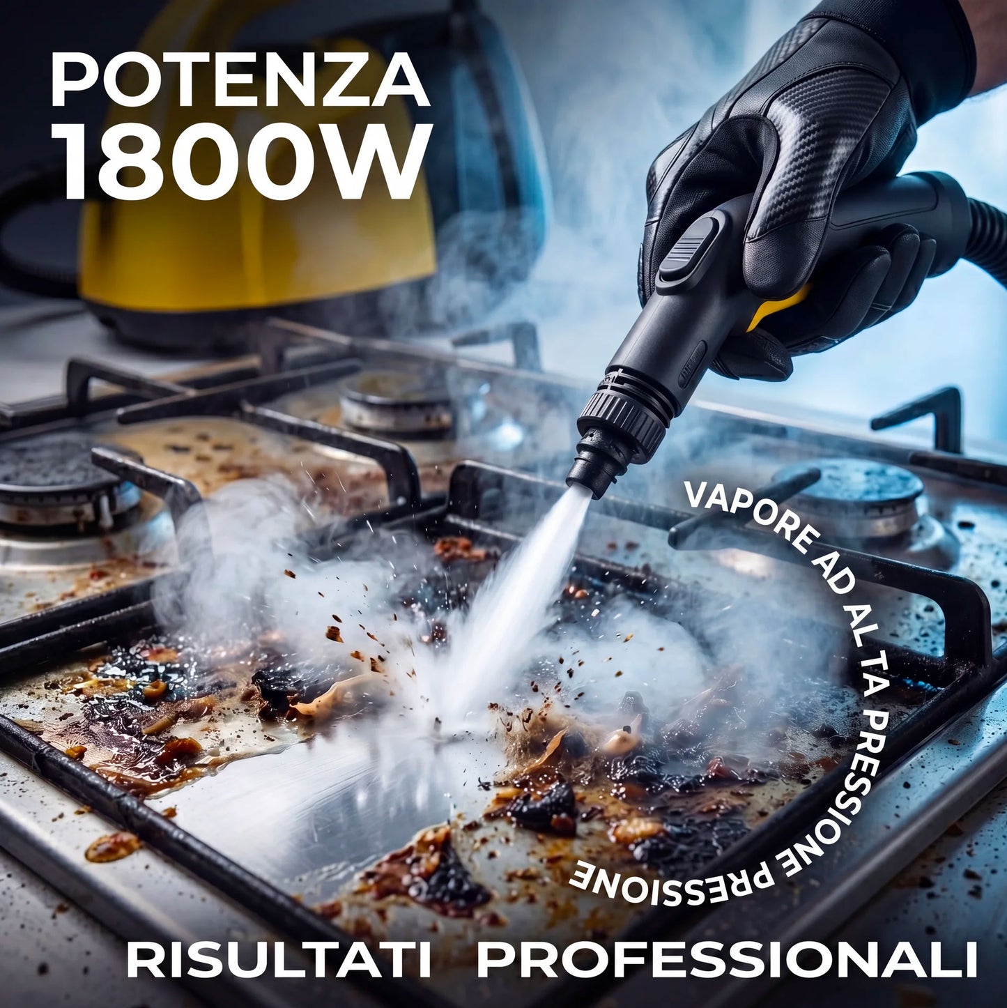 Pulitore a Vapore 1800W 16 Accessori Multifunzione per Casa – Pulizia Profonda Senza Prodotti Chimici per Divani, Materassi, Vetri, Bagno e Cucina