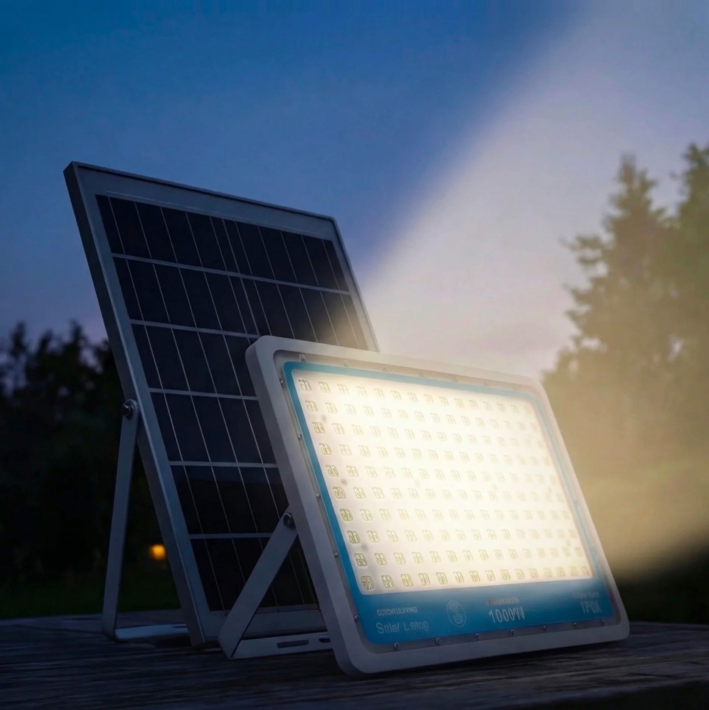 Kit 3 Faretti LED Solari 1000W 6000K IP66 con Telecomando – Proiettori Esterni a Energia Solare Impermeabili Luce Bianca Fredda per Giardino, Cortile e Magazzino