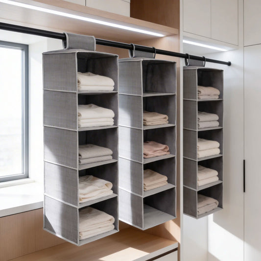 Set 3 Organizer Armadio da Appendere con 5 Ripiani Salvaspazio 100x30x30 cm